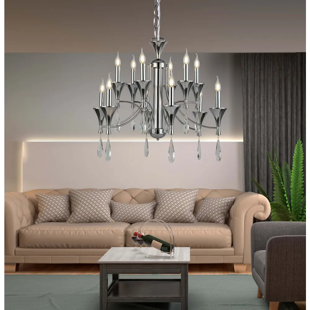 Фото 2 Люстра подвесная LUMINA DECO Libero LDP 1230-12 CHR 12 ламп 30 м² цвет хром Фото 2 Люстра подвесная LUMINA DECO Libero LDP 1230-12 CHR 12 ламп 30 м² цвет хром