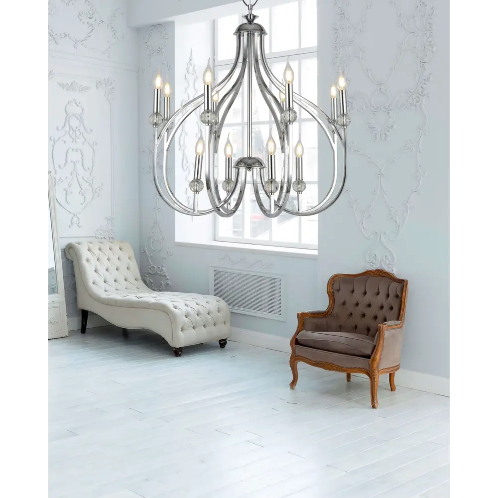 Фото 2 Люстра подвесная хрустальная Lumina Deco Archetype LDP 1250-12 CHR 12 ламп 30 м² цвет хром Фото 2 Люстра подвесная хрустальная Lumina Deco Archetype LDP 1250-12 CHR 12 ламп 30 м² цвет хром