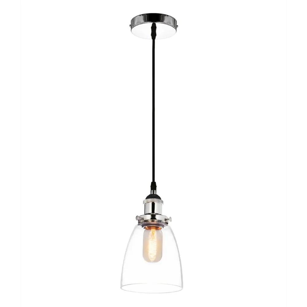 Фото 2 Светильник подвесной LUMINA DECO Fabi LDP 6800 CHR+PR 1 лампа 3 м² цвет прозрачный Фото 2 Светильник подвесной LUMINA DECO Fabi LDP 6800 CHR+PR 1 лампа 3 м² цвет прозрачный