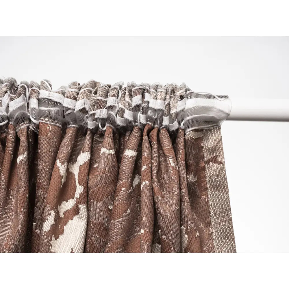 Фото 10 Штора на шторной ленте Песок 170x270 см цвет коричневый