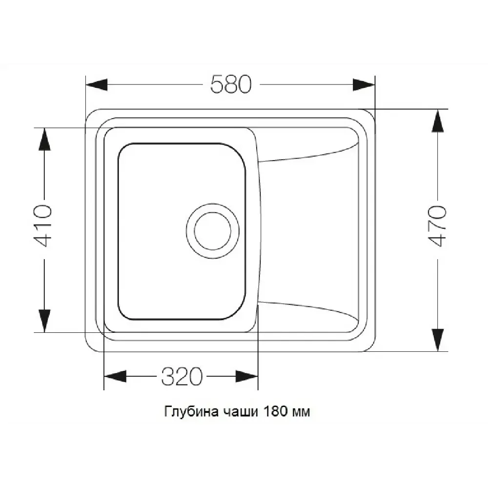 Фото 3 Мойка под столешницу Mercury 47.50x58.50 глубина 18 см искусственный камень цвет ванильный