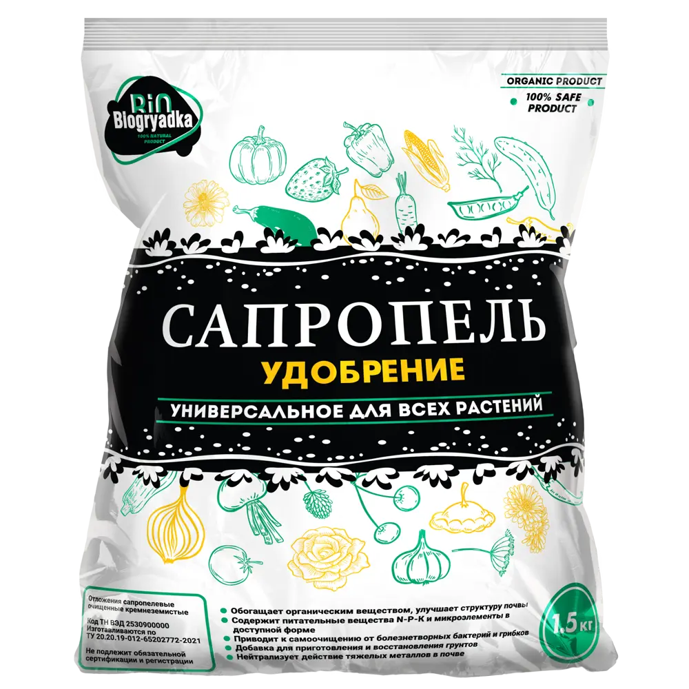 Фото Универсальное удобрение Сапропель Biogryadka 1.5 кг Фото Универсальное удобрение Сапропель Biogryadka 1.5 кг