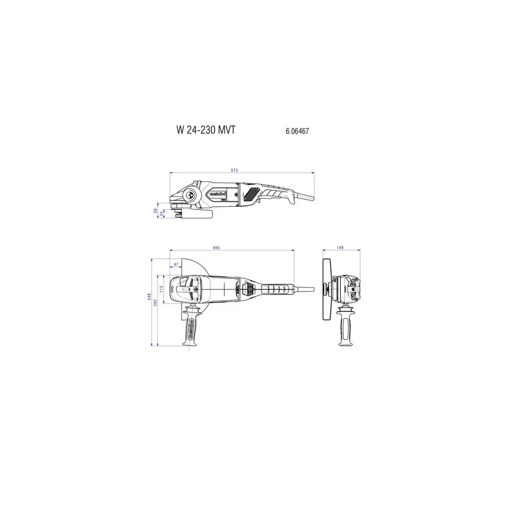 Фото 6 УШМ сетевая Metabo W 24-230 MVT 606467000, 2400 Вт, 230 мм Фото 6 УШМ сетевая Metabo W 24-230 MVT 606467000, 2400 Вт, 230 мм