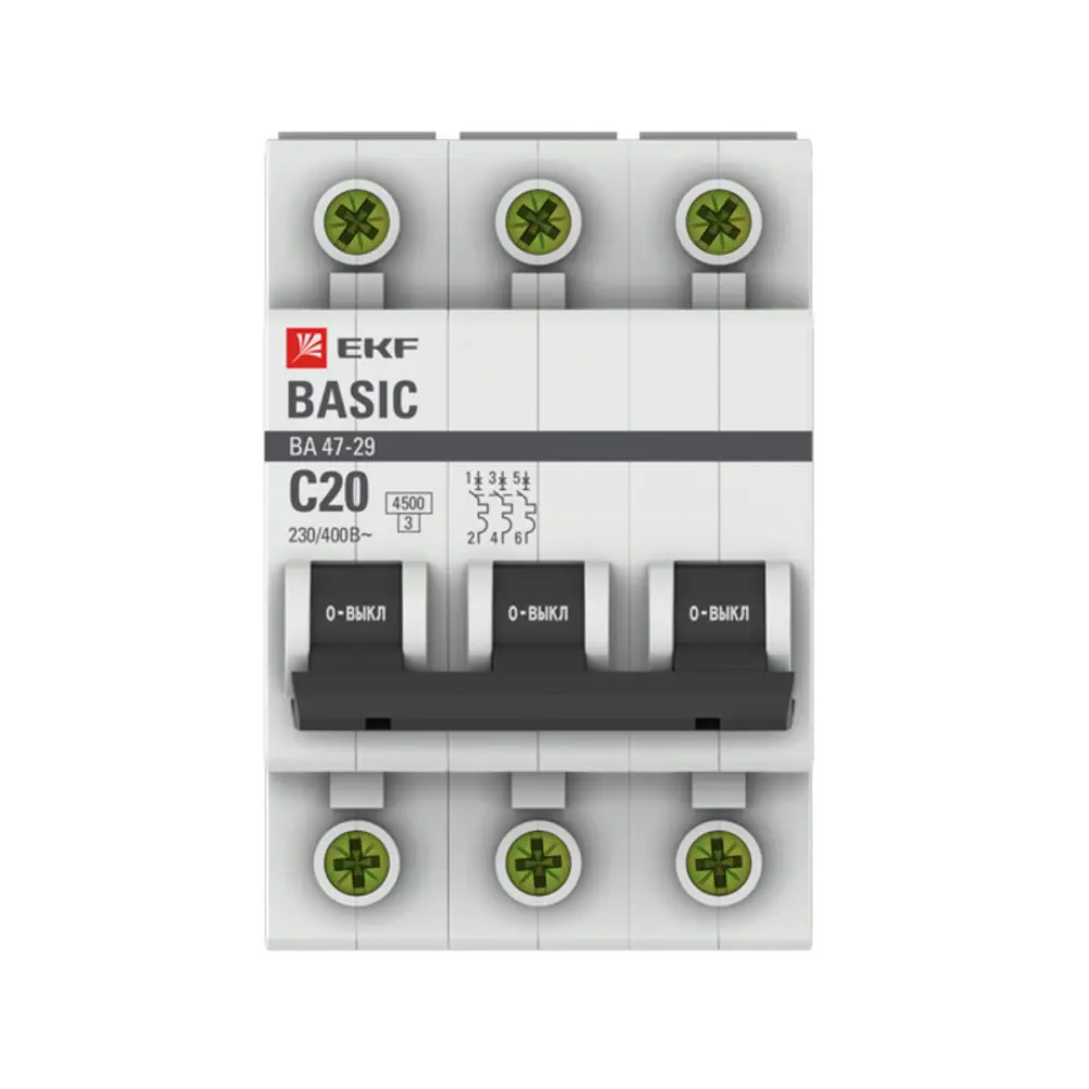 Фото 2 Автоматический выключатель Ekf Basic 3P 20 А 4.5 кА mcb4729-3-20C Фото 2 Автоматический выключатель Ekf Basic 3P 20 А 4.5 кА mcb4729-3-20C