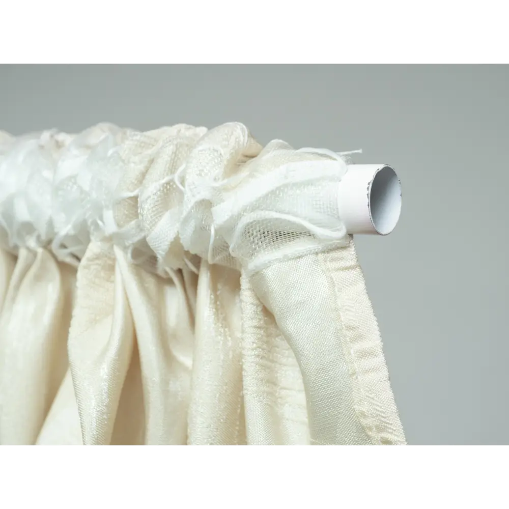 Фото 7 Штора на шторной ленте Круги 170x270 см цвет бежевый