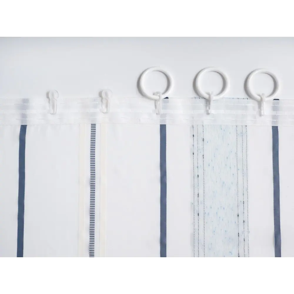 Фото 10 Тюль на шторной ленте полоска синяя 300x260 см цвет белый Фото 10 Тюль на шторной ленте полоска синяя 300x260 см цвет белый