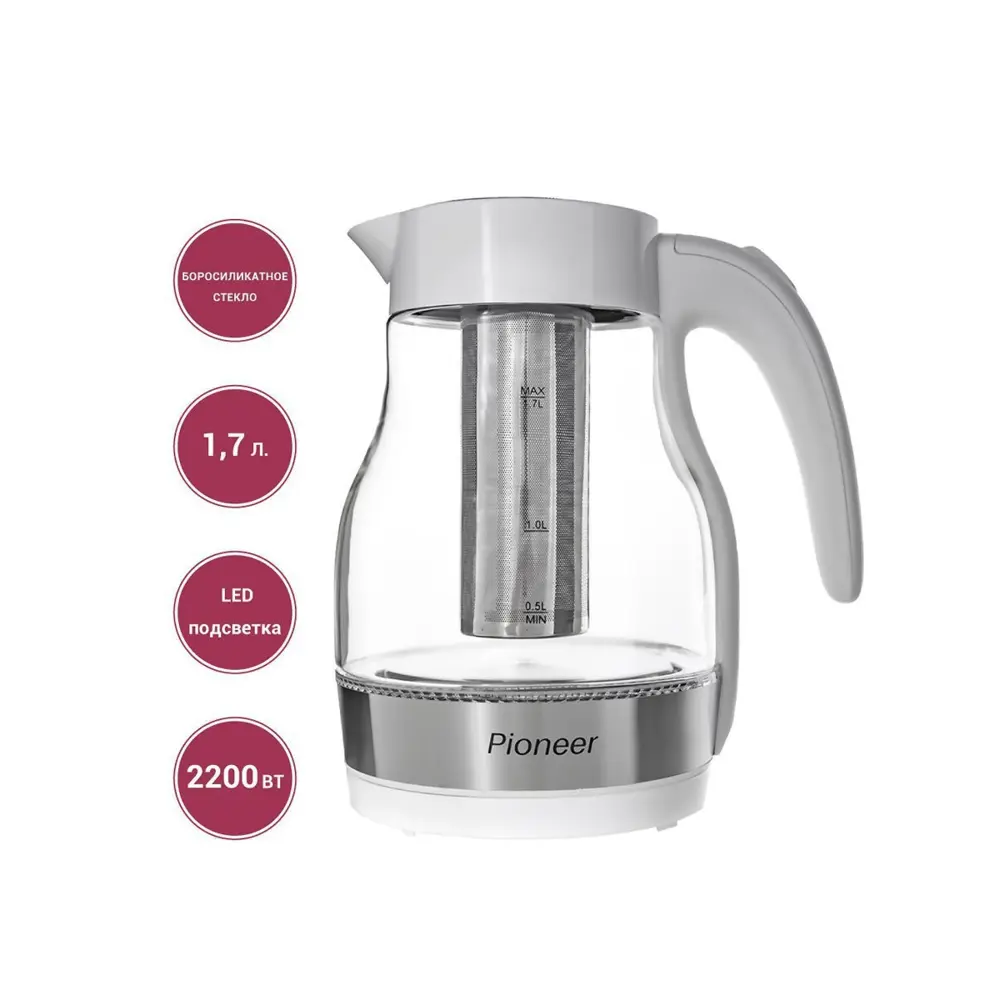 Фото 2 Электрический чайник Pioneer KE802G white Фото 2 Электрический чайник Pioneer KE802G white