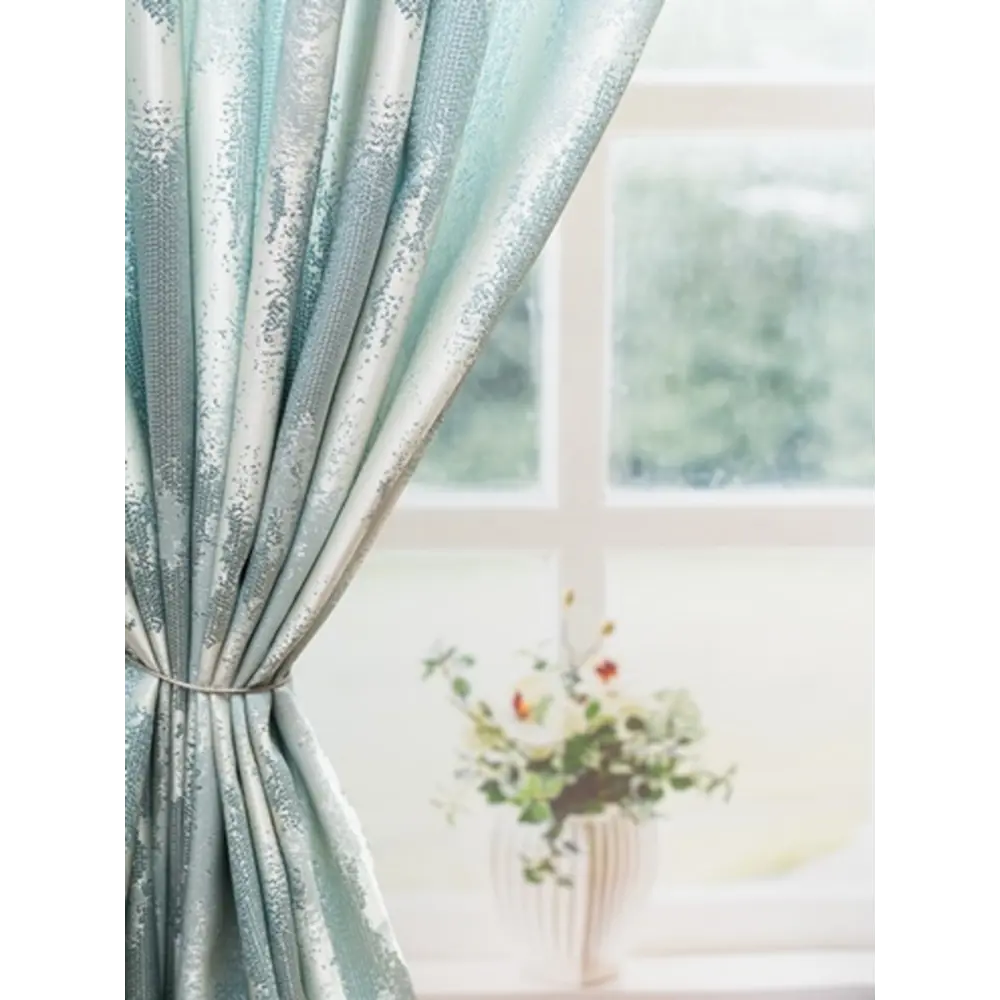 Фото 7 Штора жаккард "Песок" зелено-бирюзовый 150x250 лента Фото 7 Штора жаккард "Песок" зелено-бирюзовый 150x250 лента