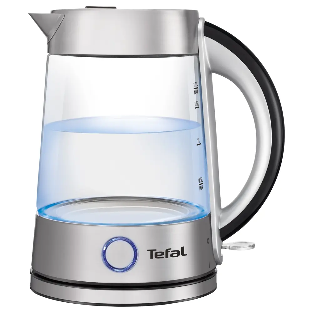 Фото Электрический чайник Tefal 1.7 л стекло цвет серебристый KI760D30 Фото Электрический чайник Tefal 1.7 л стекло цвет серебристый KI760D30