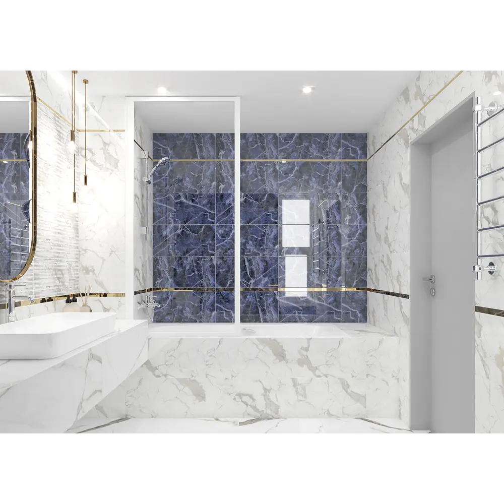 Фото 4 Плитка настенная Laurel 30x60 см 1.8 м² глянцевая цвет синий Фото 4 Плитка настенная Laurel 30x60 см 1.8 м² глянцевая цвет синий