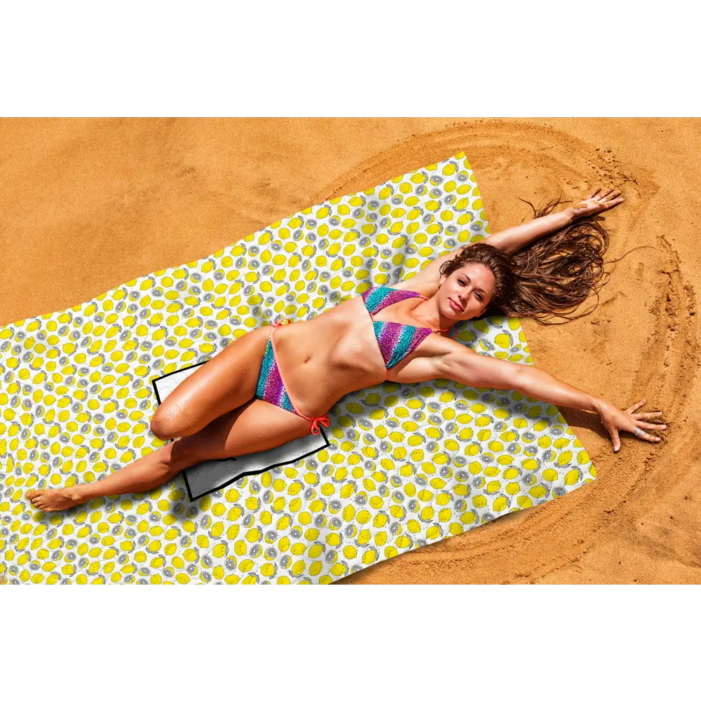 Фото Пляжное покрывало Сирень "Лимонный фреш" 145x200 см, микрофибра, цвет белый