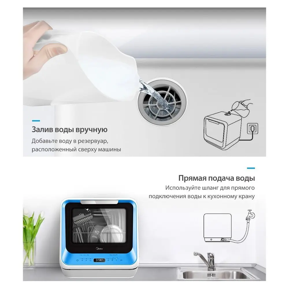 Фото 4 Посудомоечная машина Midea MCFD42900BL MINI СП-00027503 Фото 4 Посудомоечная машина Midea MCFD42900BL MINI СП-00027503
