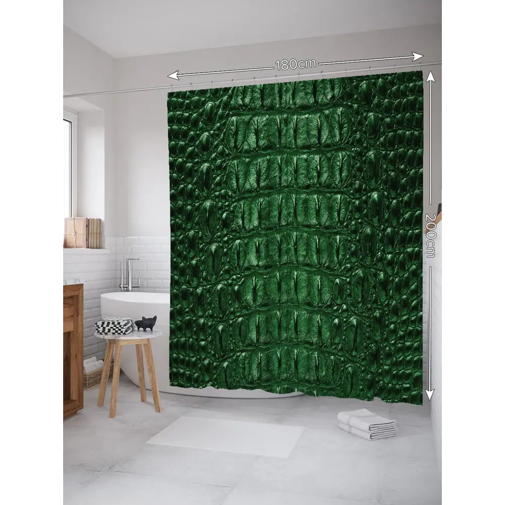 Фото 2 Шторка для ванной Кожа крокодила 180x200 см sc_14056 Фото 2 Шторка для ванной Кожа крокодила 180x200 см sc_14056