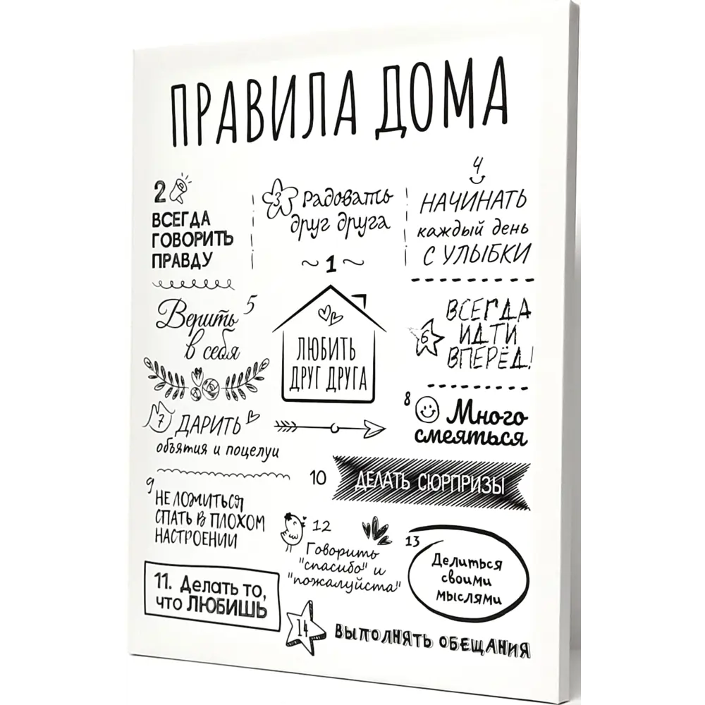 Фото 2 Картина на холсте Правила дома 40x50 см цвет белый Фото 2 Картина на холсте Правила дома 40x50 см цвет белый