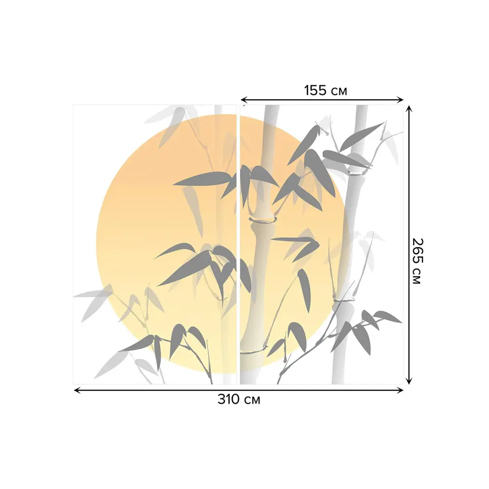 Фото 3 Тюль на шторной ленте Солнечный бамбук 310х265 см рисунок растительный цвет желтый