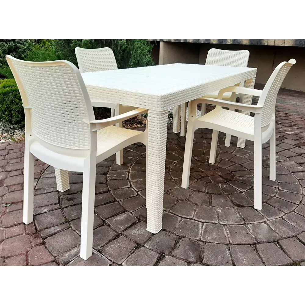 Фото 6 Стол Ingreen Rattan 153.2х78.9х70 см пластик бежевый Фото 6 Стол Ingreen Rattan 153.2х78.9х70 см пластик бежевый