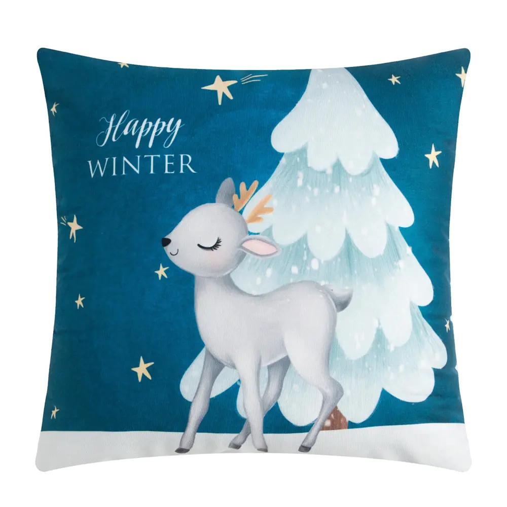Фото Подушка Этель Happy winter1 7787633, 40x40 см, цвет синий Фото Подушка Этель Happy winter1 7787633, 40x40 см, цвет синий