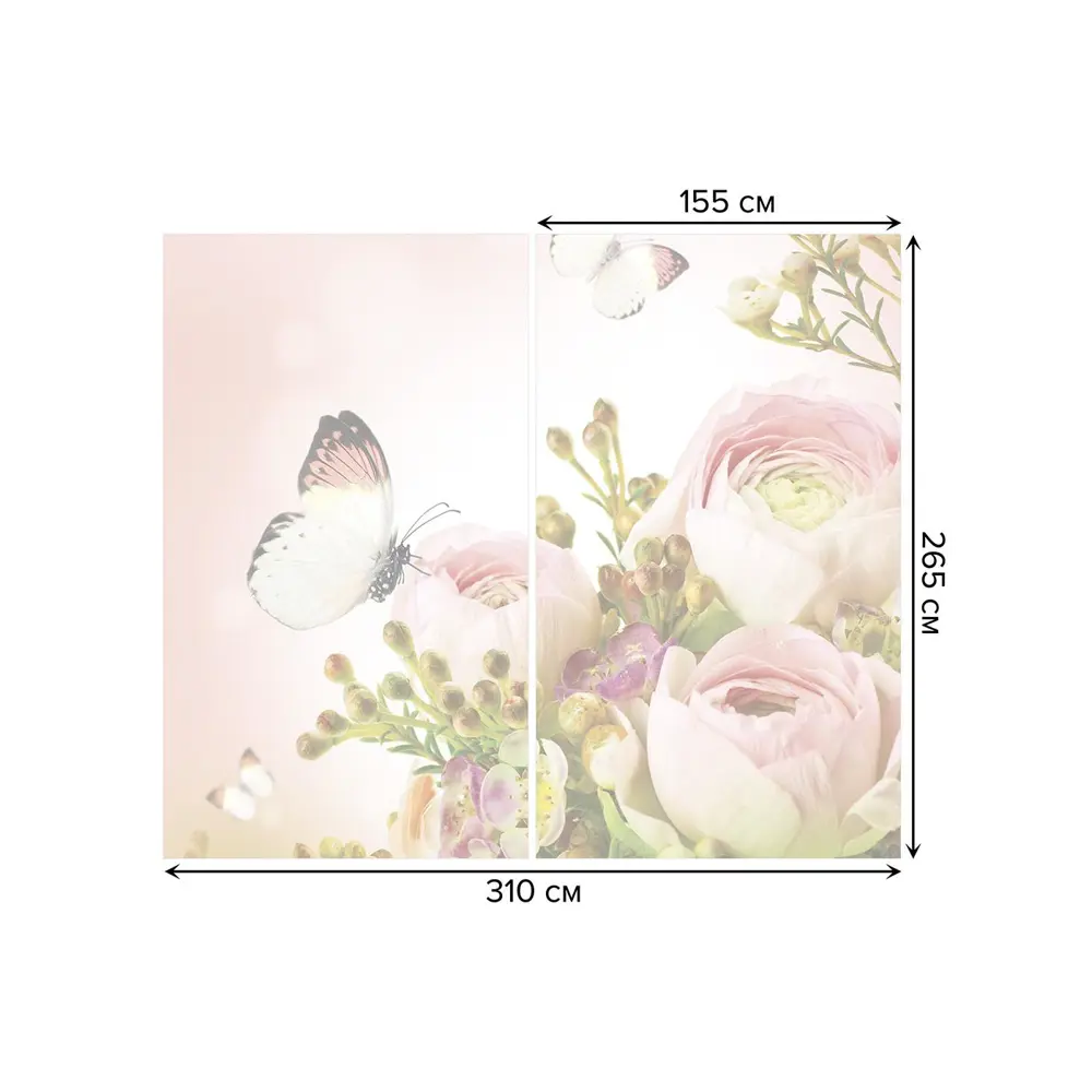 Фото 3 Тюль на шторной ленте Бутоны цветов 310х265 см цвет розовый