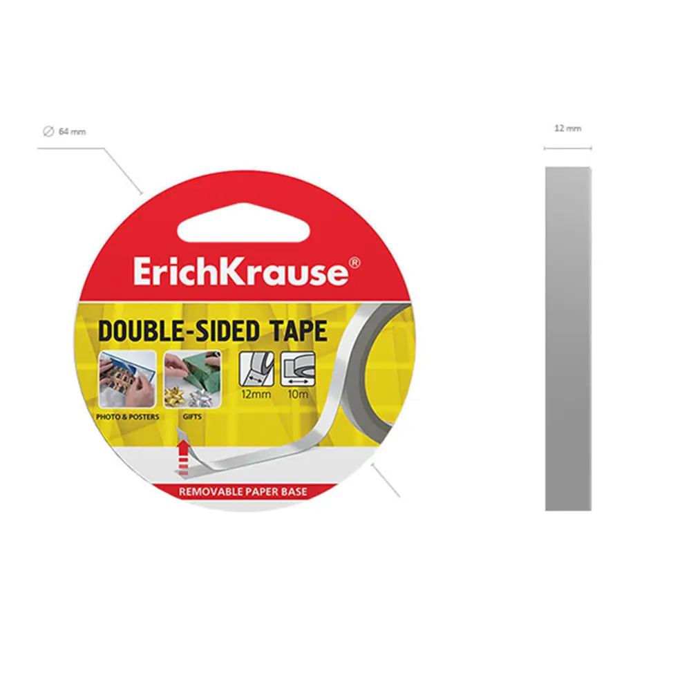 Фото 3 Двусторонняя клейкая лента ErichKrause 12ммх10м (в коробке-дисплее по 24 шт.) Фото 3 Двусторонняя клейкая лента ErichKrause 12ммх10м (в коробке-дисплее по 24 шт.)
