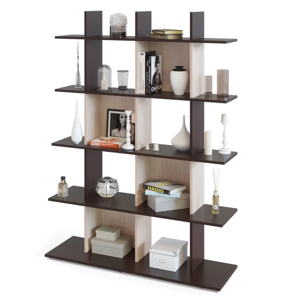 Фото Стеллаж Сокол-т СТ-5 122.5x36.5x17.5 см ЛДСП цвет беленый дуб/венге нагрузка на полку до 39 кг СТ5Вбд5 Фото Стеллаж Сокол-т СТ-5 122.5x36.5x17.5 см ЛДСП цвет беленый дуб/венге нагрузка на полку до 39 кг СТ5Вбд5