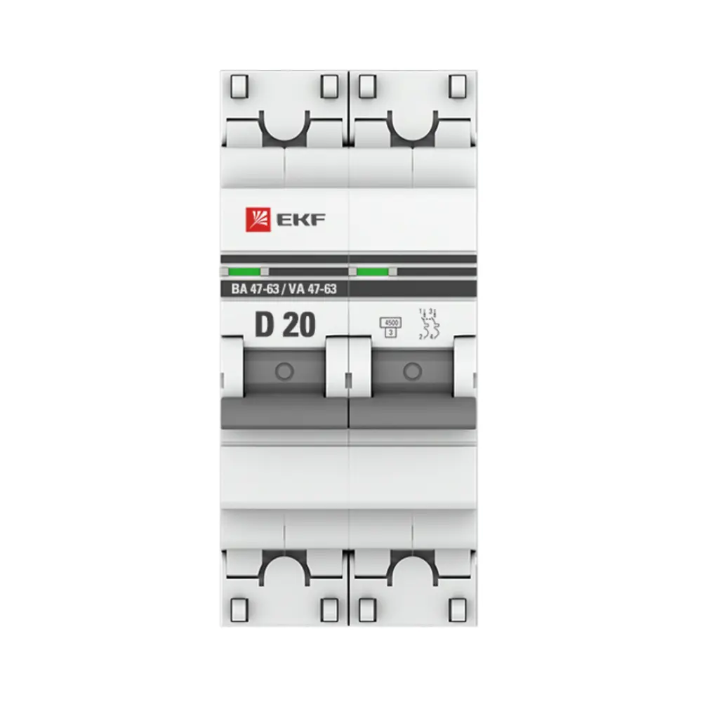Фото 2 Автоматический выключатель Ekf PROxima 2P 20 А 4.5 кА mcb4763-2-20D-pro Фото 2 Автоматический выключатель Ekf PROxima 2P 20 А 4.5 кА mcb4763-2-20D-pro