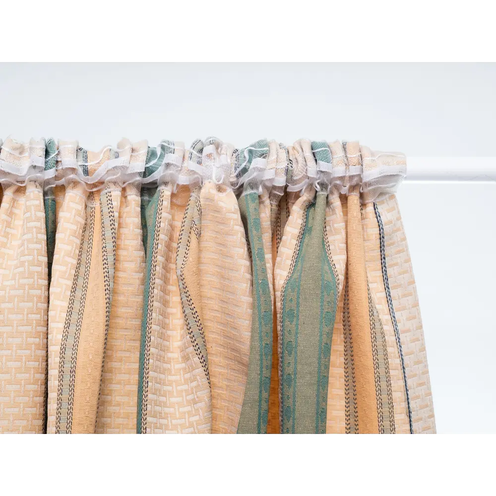 Фото 5 Штора на шторной ленте Полоса Green 170x260 см цвет зеленый