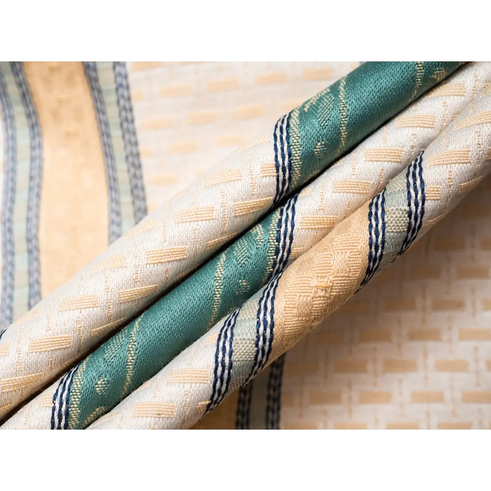 Фото 11 Штора на шторной ленте Полоса Green 170x260 см цвет зеленый