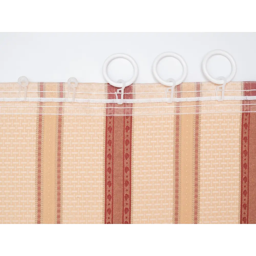 Фото 4 Штора на шторной ленте Полоса Terracotta 170x260 см цвет терракотовый