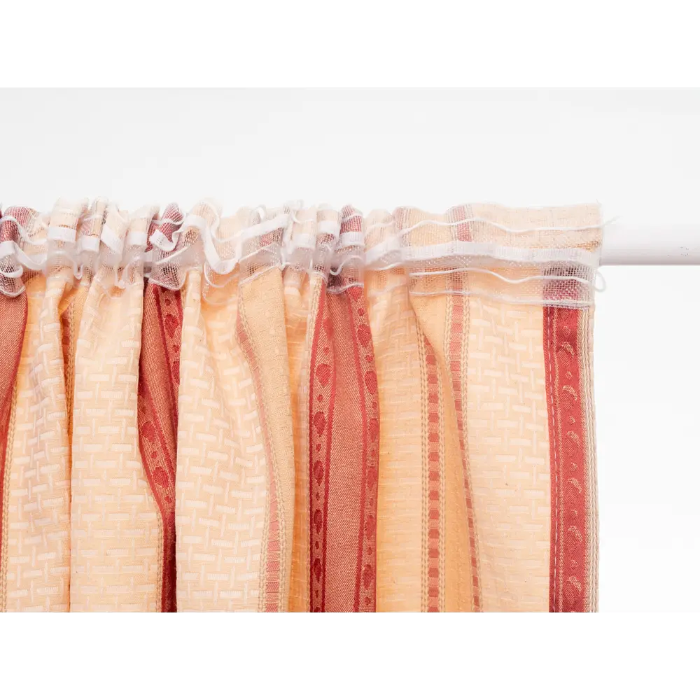 Фото 8 Штора на шторной ленте Полоса Terracotta 170x260 см цвет терракотовый