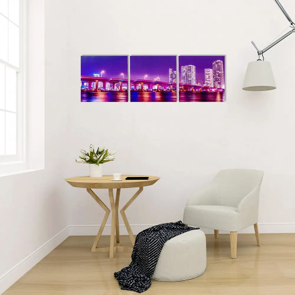 Фото 4 Картина без обрамления Simaland "Ночной мост мегаполиса" 35x105 см