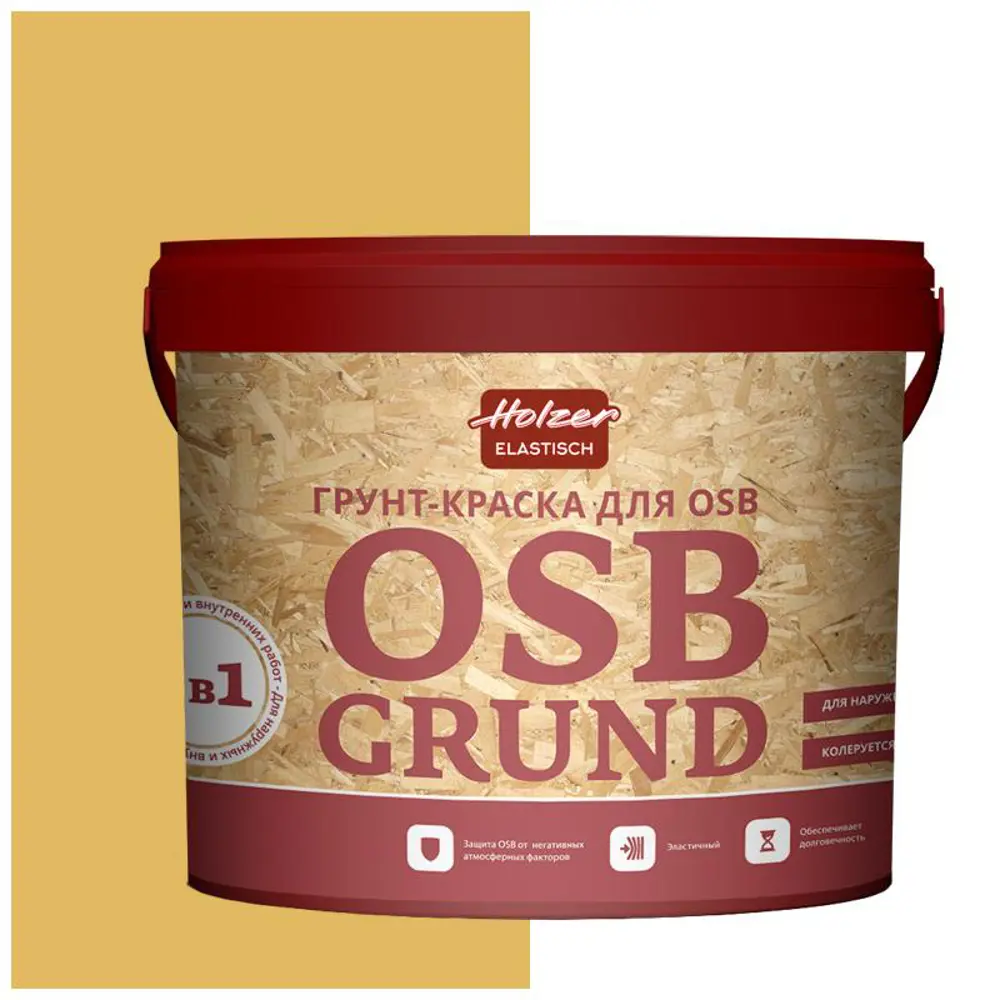 Фото Краска акриловая HOLZER ELASTISCH OSBGrund007 4 л цвет светло-бежево-оливковый Фото Краска акриловая HOLZER ELASTISCH OSBGrund007 4 л цвет светло-бежево-оливковый