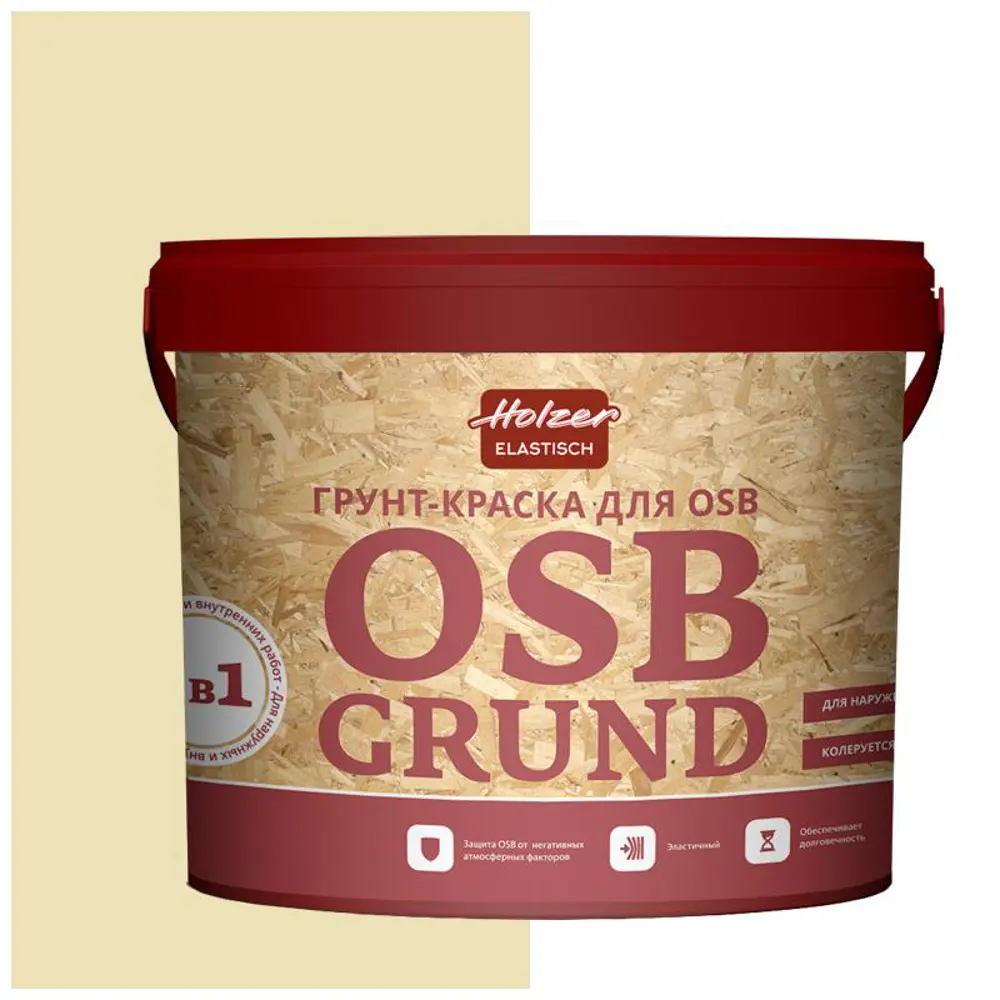 Фото Краска акриловая HOLZER ELASTISCH OSBGrund014 4 л цвет серый/бежевый Фото Краска акриловая HOLZER ELASTISCH OSBGrund014 4 л цвет серый/бежевый