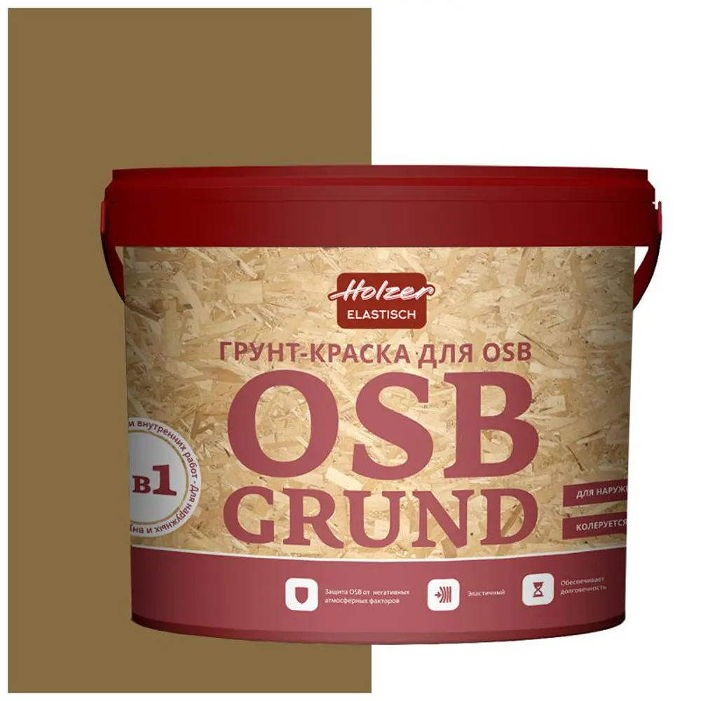Фото Краска акриловая HOLZER ELASTISCH OSBGrund102 4 л цвет хаки Фото Краска акриловая HOLZER ELASTISCH OSBGrund102 4 л цвет хаки