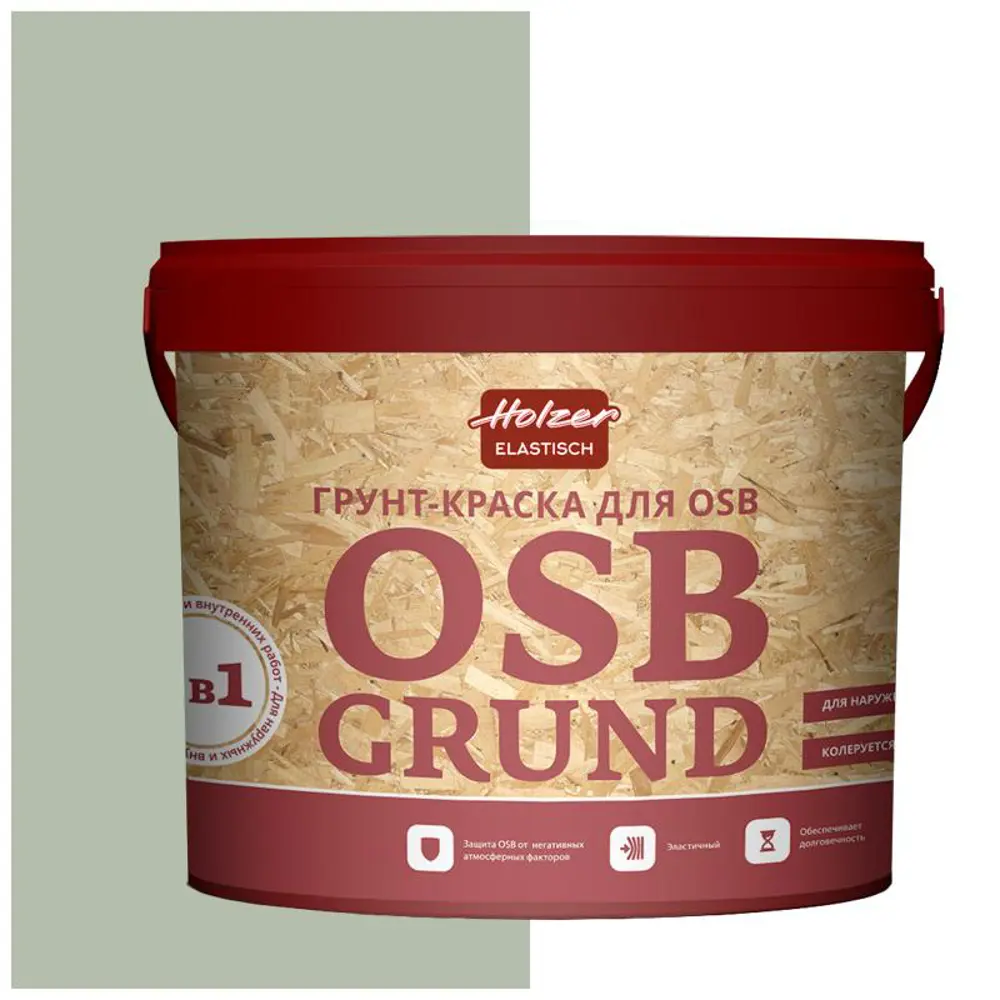 Фото Краска акриловая HOLZER ELASTISCH 15OSBGrund134 15 л цвет светло-бежево-оливковый Фото Краска акриловая HOLZER ELASTISCH 15OSBGrund134 15 л цвет светло-бежево-оливковый