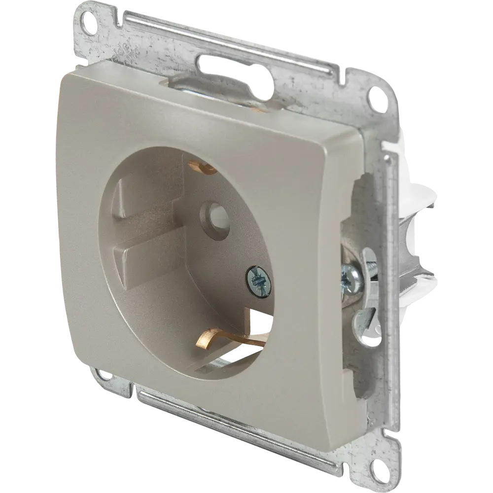 Фото 2 Розетка встраиваемая Systeme Electric Glossa с заземлением со шторками цвет платина Фото 2 Розетка встраиваемая Systeme Electric Glossa с заземлением со шторками цвет платина