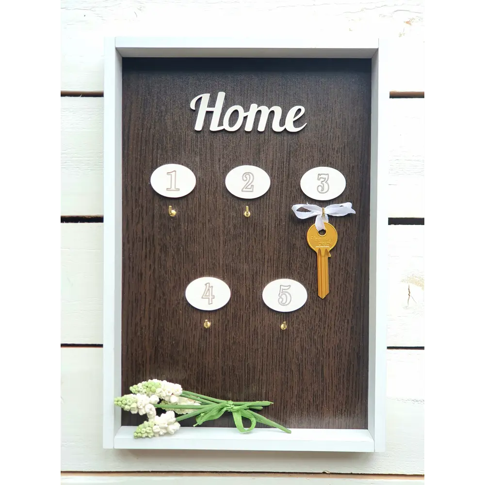 Фото 3 Ключница с 5 крючками Home 20x30x5 мм МДФ цвет белый Фото 3 Ключница с 5 крючками Home 20x30x5 мм МДФ цвет белый