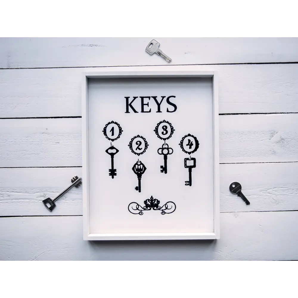 Фото 2 Ключница Keys 26x32x3 мм МДФ цвет белый Фото 2 Ключница Keys 26x32x3 мм МДФ цвет белый