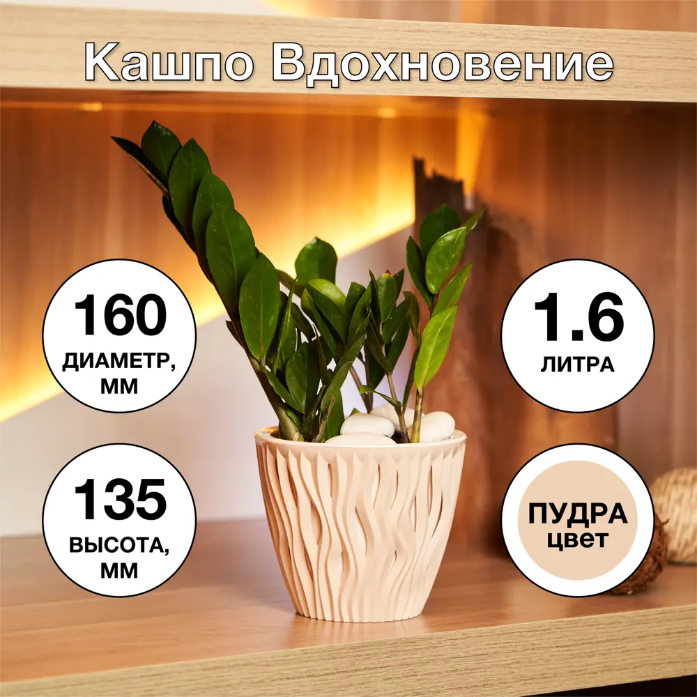 Фото 4 Кашпо Вдохновение ø16 h13.5 см v1.6 л пластик розовый Фото 4 Кашпо Вдохновение ø16 h13.5 см v1.6 л пластик розовый