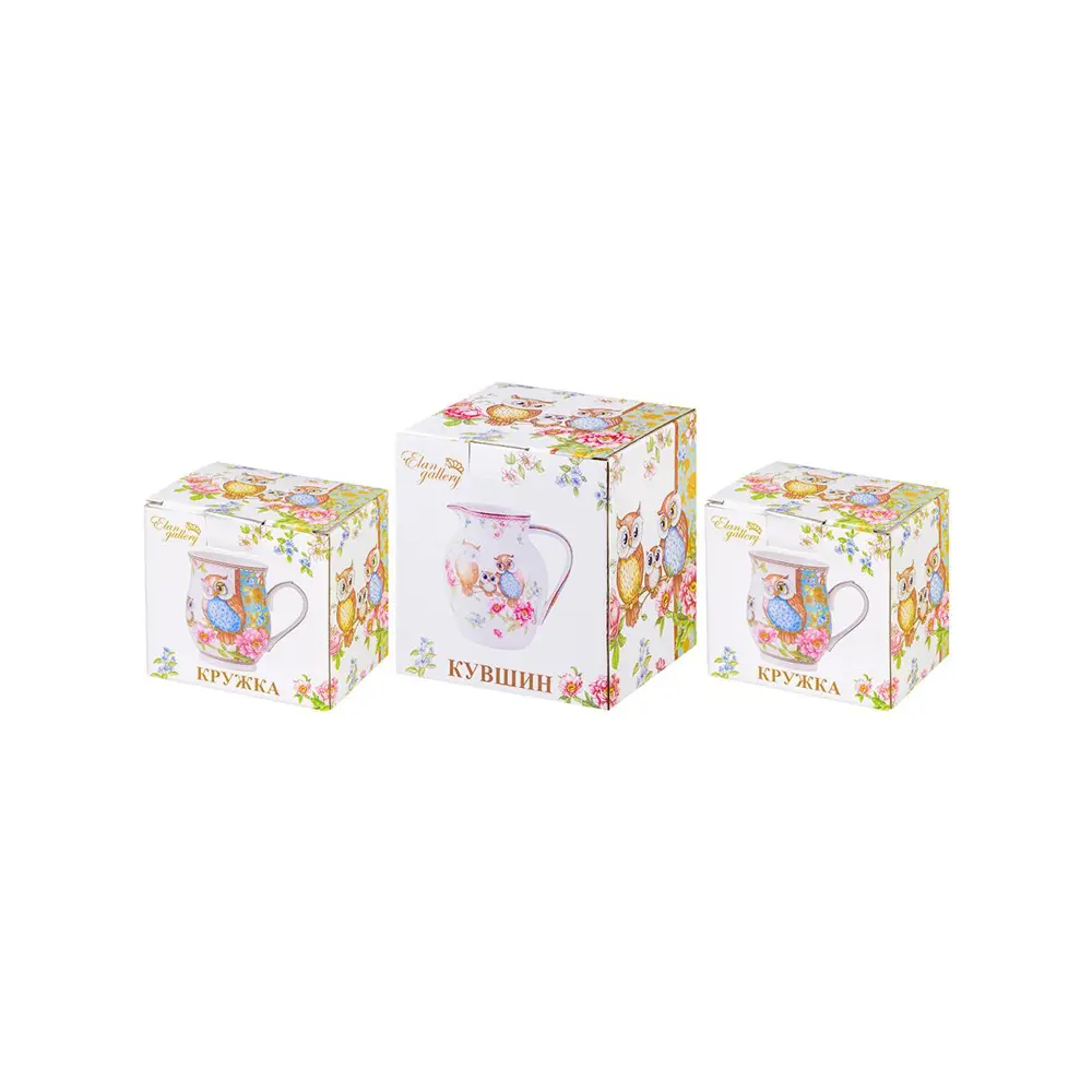 Фото 5 Кружка 350 мл Elan gallery Совушки фарфор цвет белый/коричневый/красный Фото 5 Кружка 350 мл Elan gallery Совушки фарфор цвет белый/коричневый/красный