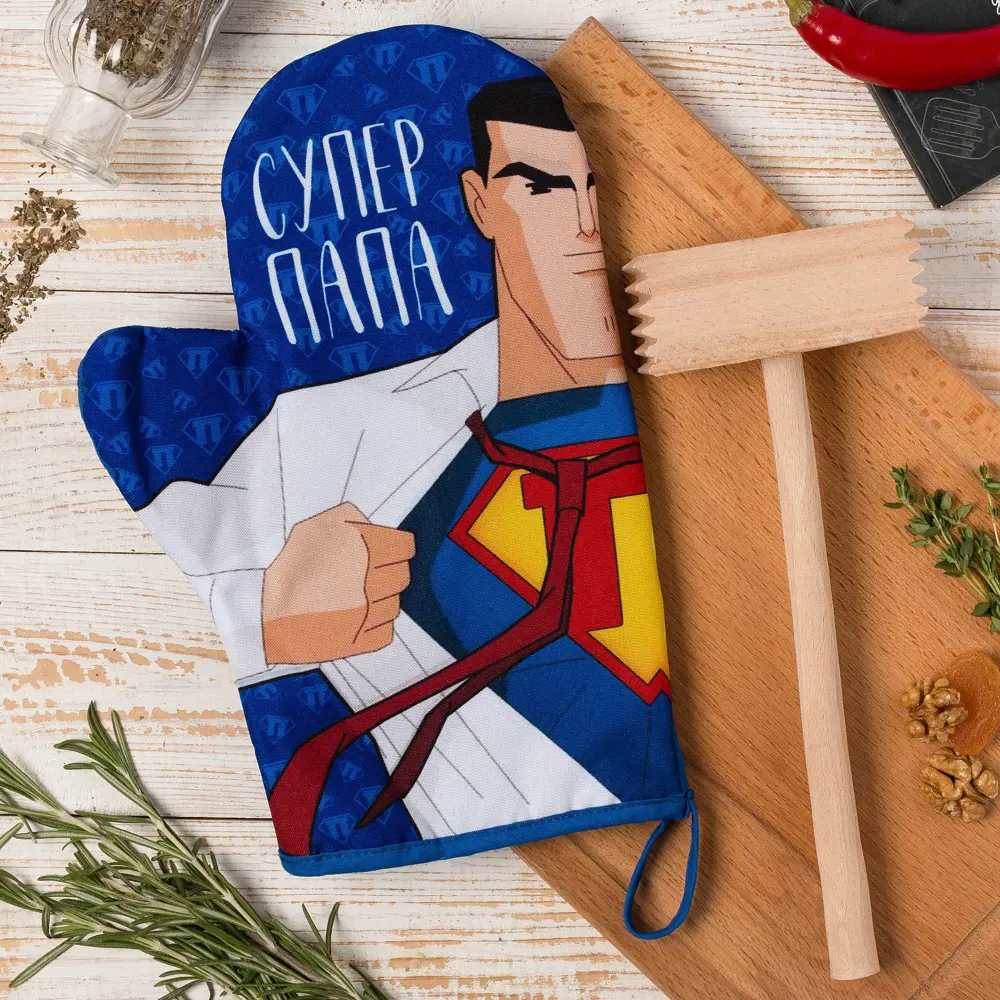 Фото 2 Прихватка Доляна 4654917 20x28 см хлопок цвет синий Фото 2 Прихватка Доляна 4654917 20x28 см хлопок цвет синий