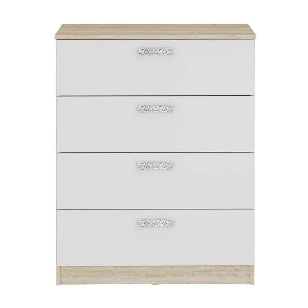 Фото 2 Комод Мебельная фабрика 1+1 4 ящика 80x45x100.4 см ЛДСП цвет дуб сонома/перламутр