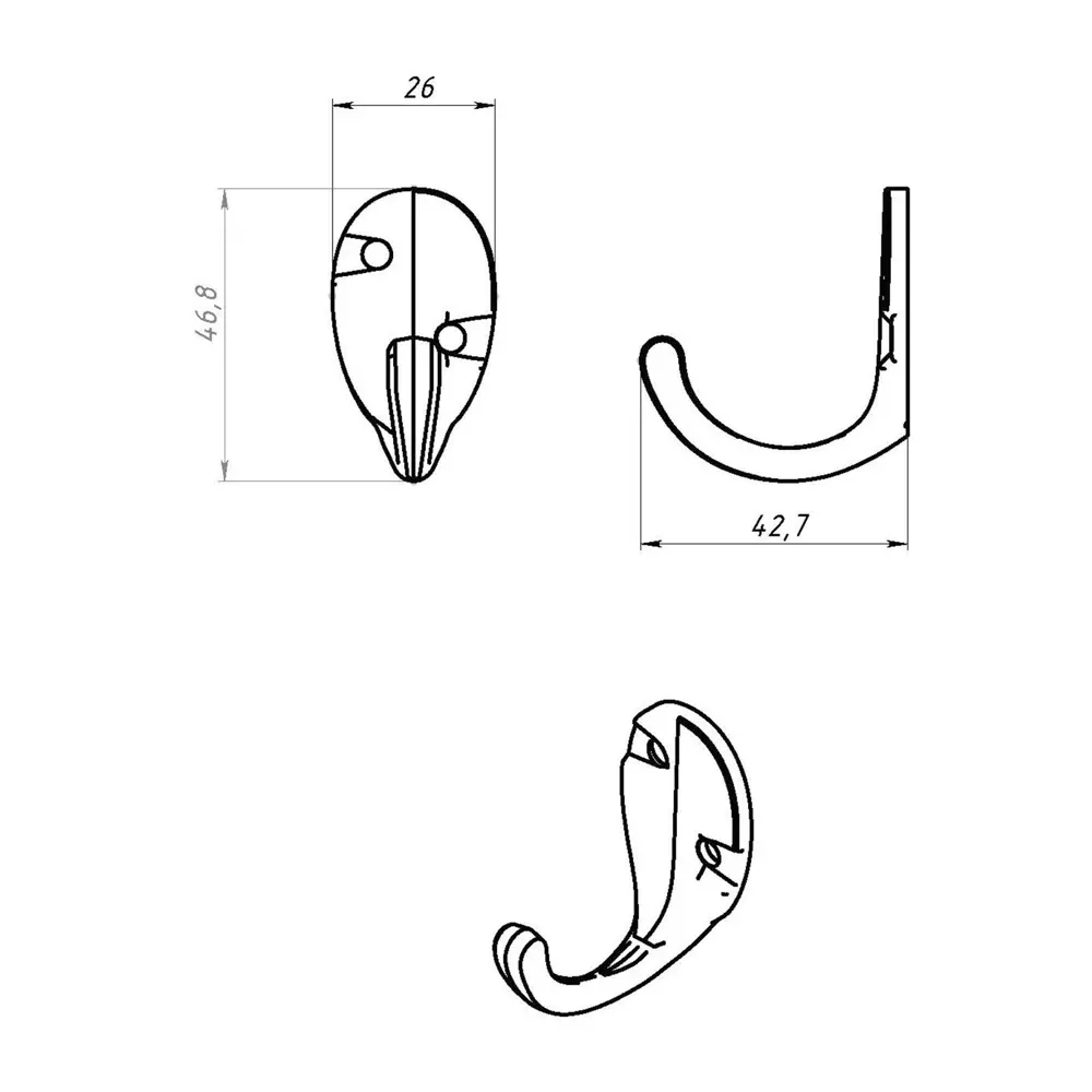 Фото 4 Крючок Tundra 5299382 8x2.50x16 см металл цвет белый Фото 4 Крючок Tundra 5299382 8x2.50x16 см металл цвет белый