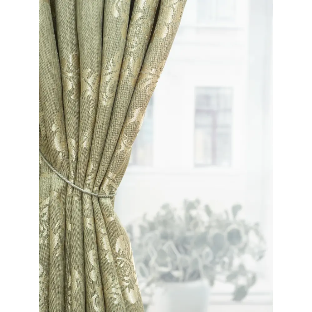 Фото Штора на шторной ленте Flow 170x260 см цвет зеленый