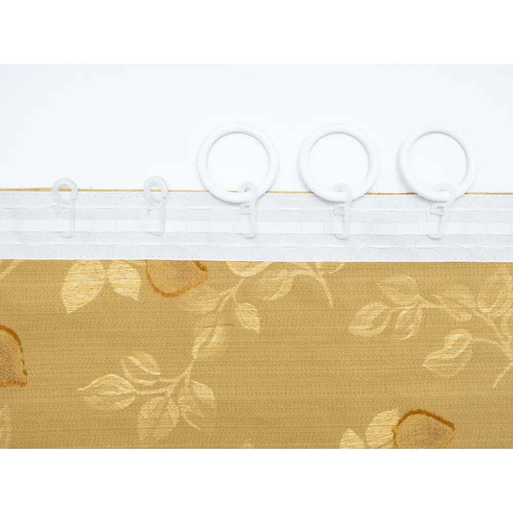 Фото 2 Штора на шторной ленте Веточки - листья 170x250 см цвет желтый Фото 2 Штора на шторной ленте Веточки - листья 170x250 см цвет желтый