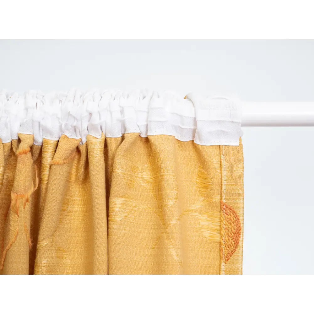 Фото 6 Штора на шторной ленте Веточки - листья 180x270 см цвет желтый Фото 6 Штора на шторной ленте Веточки - листья 180x270 см цвет желтый