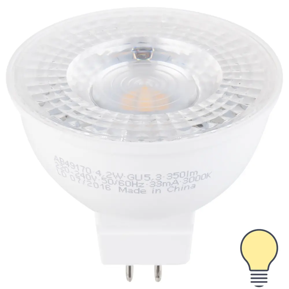 Фото Лампа светодиодная Osram спот GU5.3 4.2 Вт 350 Лм тёплый белый Фото Лампа светодиодная Osram спот GU5.3 4.2 Вт 350 Лм тёплый белый