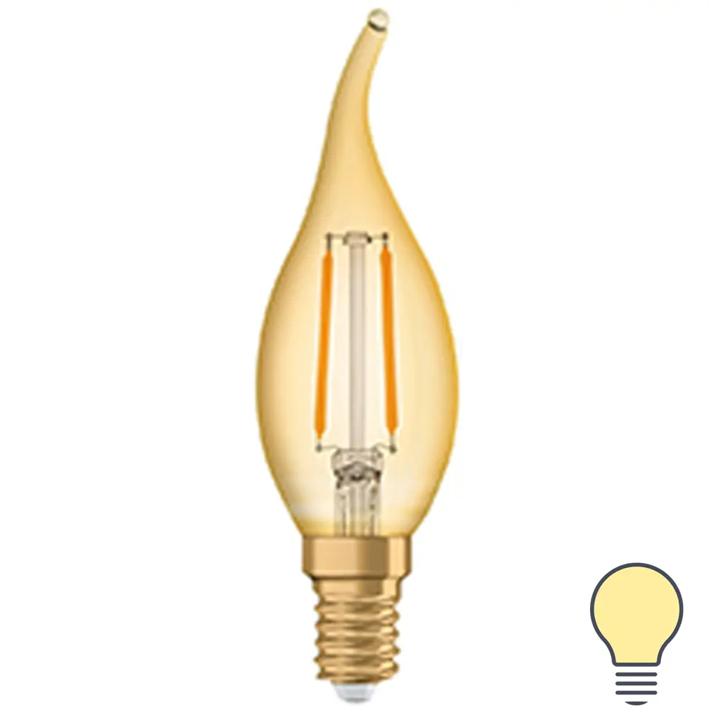 Фото Свеча на ветру Osram филаментная E14 220-240 В 2.5 Вт/824 220 Лм Фото Свеча на ветру Osram филаментная E14 220-240 В 2.5 Вт/824 220 Лм