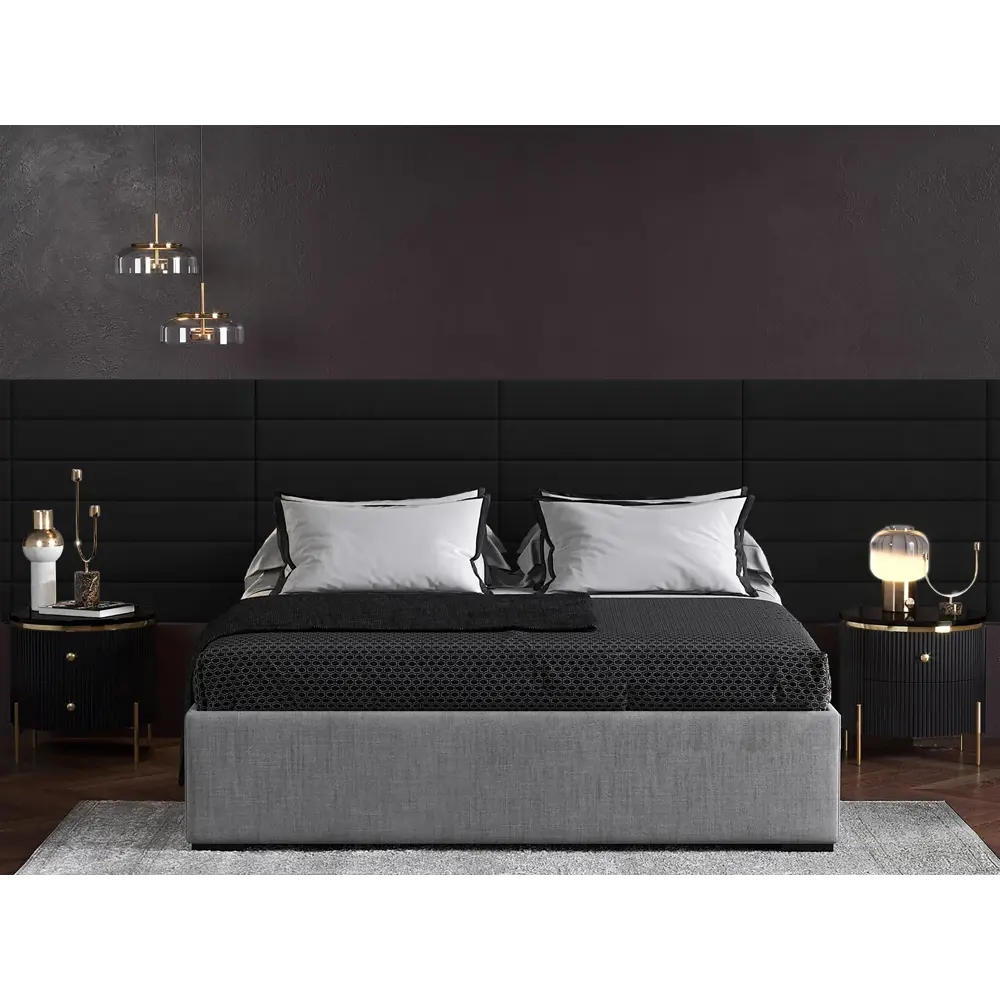 Фото Комплект мягких панелей Tartilla прямоугольник велюр цвет черный 900х150х35мм 4шт Фото Комплект мягких панелей Tartilla прямоугольник велюр цвет черный 900х150х35мм 4шт