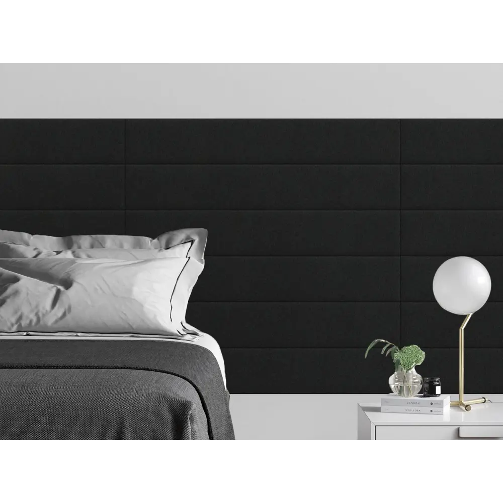 Фото 3 Комплект мягких панелей Tartilla прямоугольник велюр цвет черный 900х150х35мм 4шт Фото 3 Комплект мягких панелей Tartilla прямоугольник велюр цвет черный 900х150х35мм 4шт