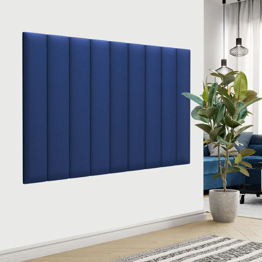 Фото 2 Комплект мягких панелей Tartilla прямоугольник эко кожа цвет синий 900х150х35мм 4шт Фото 2 Комплект мягких панелей Tartilla прямоугольник эко кожа цвет синий 900х150х35мм 4шт